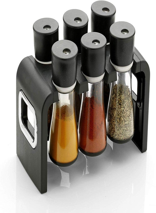 Yorten Spice Container of 6 pcs for Storage of Kitchen Spices and Masala Storage (Black) (6 - PCS Spice Rack) - Image 1